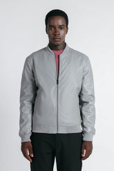 GIUBBOTTO BOMBER EFFETTO PELLE GRIGIO